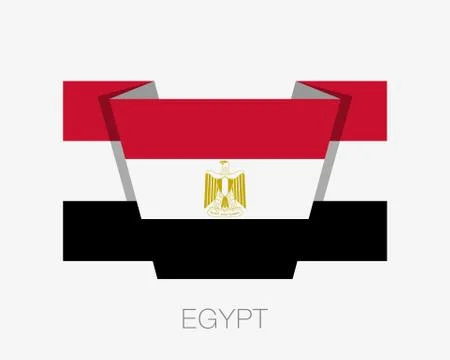 Flag of Egypt. Flat Icon Waving Flag with Country Name on White Stock Illustration