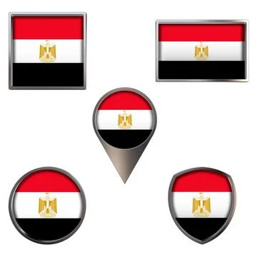Flag of the Egypt Icons set image Stock Illustration
