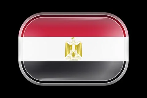 Flag of Egypt. Matted Vector Icon. Vector Rectangular Shape Stock Illustration