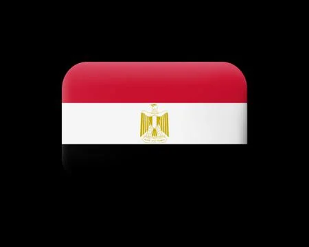 Flag of Egypt. Matted Vector Icon and Button. Rectangular Shape with Rounded  Illustrazione stock