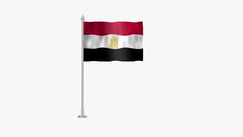 Flag of Egypt, Pole flag of Egypt, Egypt flag waving in the wind isolated o.. Illustrazione stock