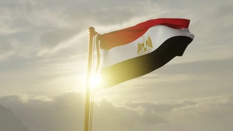 Flag of Egypt, Realistic Animation, 4K UHD 60 FPS Slow-Motion Video stock 125341324
