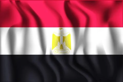Flag of Egypt. Rectangular Icon. Waving Effect. Vector 스톡 일러스트