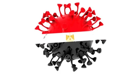 Flag of Egypt on Seamless looping 3D animation of the covid-19 Corona Virus Video stock 166461886