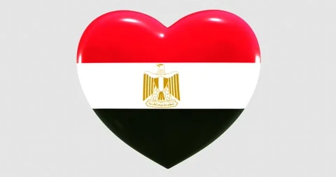 Flag of Egypt on turning Heart 3D Loop Animation with Alpha Channel 4K UHD Stock Footage 168454088