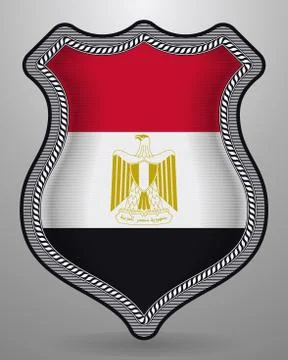 Flag of Egypt. Vector Badge and Icon. Horizontal Orientation Version Stock Illustration