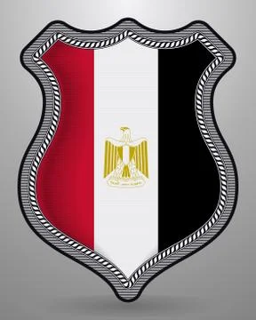 Flag of Egypt. Vector Badge and Icon. Vertical Orientation Version Stock Illustration