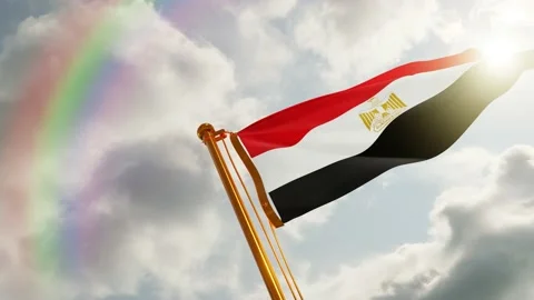 Flag of Egypt Waving, Realistic Animation, 4K UHD 60 FPS Slow-Motion Stock Footage 132441889