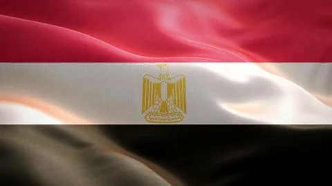 Flag of Egypt waving in the wind. 3D Waving flag design. Stock Illustration