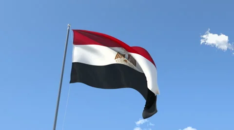 The flag of Egypt Waving on the Wind. Stock Footage 40705848