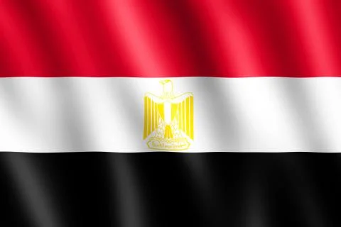 Flag of Egypt waving in the wind Stock Illustration