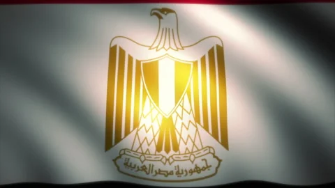 Flag of Egypt Waving in the Wind (Zoom Out) Stock Footage 164270052