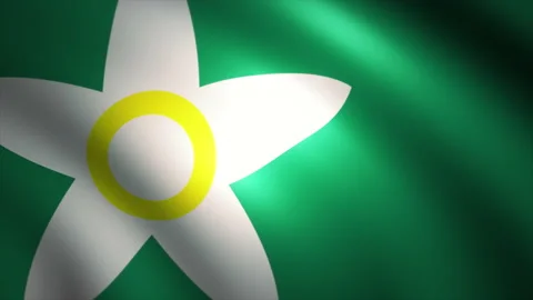 The Flag of Ehime Prefecture Waving in the Wind (CG | Zoom Out) Stock Footage 184032204