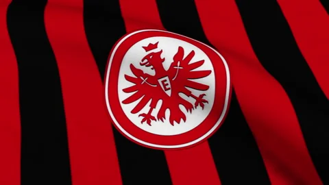 Flag with Eintracht Frankfurt Logo Loop Video stock 220266304