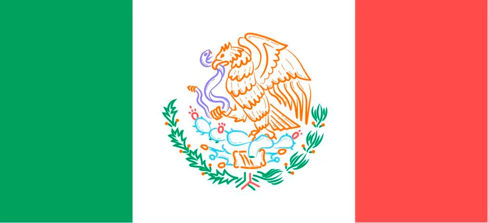 Flag with the emblem of Mexico Stock Illustration
