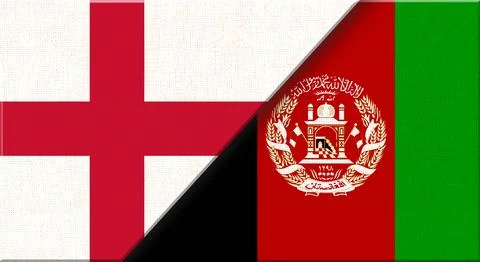 Flag of England and Afghanistan - 3D illustration. Two Flag Together on Fabri Stock Illustration