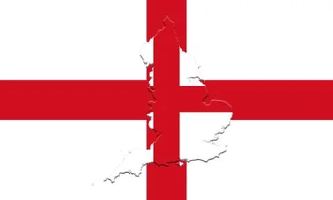 Flag of England With Map On It 3D illustration Stock Photos