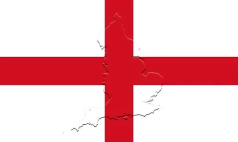 Flag of England With Map On It 3D illustration Stock Photos