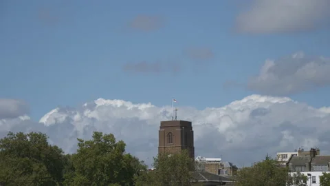 A flag of England on an old tower. Video stock 114985322