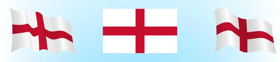 Flag of England in static position and in motion, developing in the wind Stock Illustration