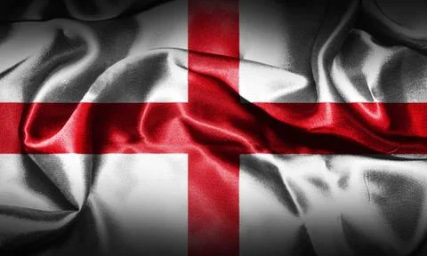 Flag of England Waving In The Wind, Grunge Looking. St George's Cross 3D il.. Stock Photos