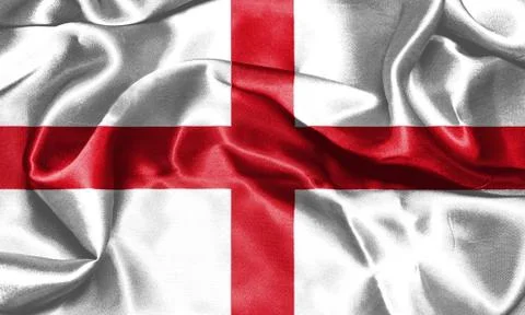 Flag of England Waving In The Wind. St George's Cross 3D illustration Stock Photos
