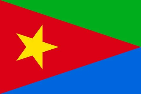 Flag of the EPLF  Red, Green, Blue with Yellow Star, Banner of Eritrean Peo.. Stock Illustration
