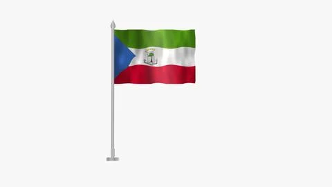Flag of Equatorial Guinea, Pole flag of Equatorial Guinea, Equatorial Guine.. Stock Illustration