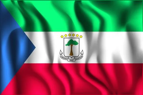 Flag of Equatorial Guinea. Rectangular Icon. Waving Effect. Vector Stock Illustration