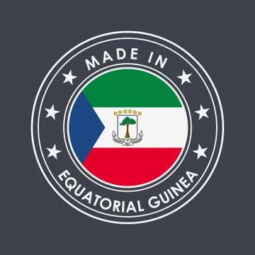 Flag of Equatorial Guinea. Round Label with Country Name for Unique National  Stock Illustration