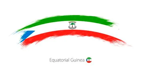 Flag of Equatorial Guinea in rounded grunge brush stroke. Stock Illustration