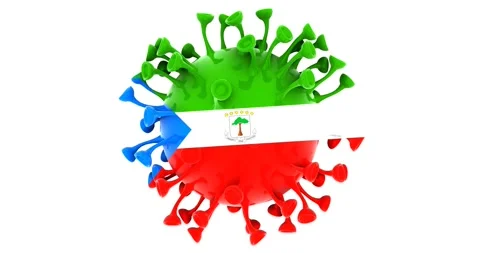 Flag of Equatorial Guinea on Seamless looping 3D animation of the Corona Virus Stock Footage 166461960