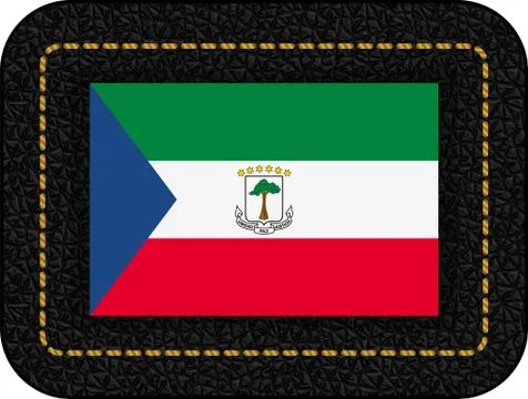 Flag of Equatorial Guinea. Vector Icon on Black Leather Backdrop. Ratio 2:3 Illustrazione stock