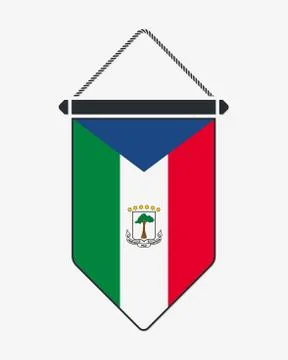 Flag of Equatorial Guinea. Vector Sign and Icon. Vertical Pennant. Vector Iso Stock Illustration