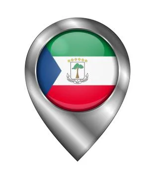 Flag of Equatorial Guinea. Vector Sign and Icon. Location Symbol Shape. Silve Stock Illustration