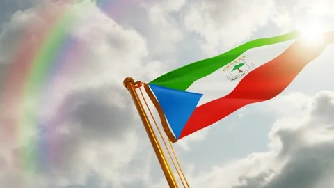 Flag of Equatorial Guinea Waving, Realistic Animation, 4K UHD 60 FPS Slow-Motion Stock Footage 133036908