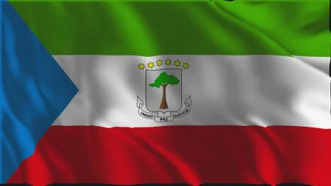 Flag of Equatorial Guinea waving slowly Stock-Footage 339107144