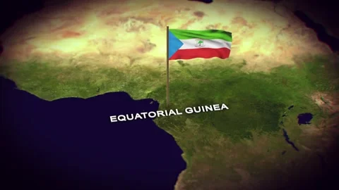 The Flag of Equatorial Guinea on the World Map, Equatorial flag 3d animation Stock Footage 306603734