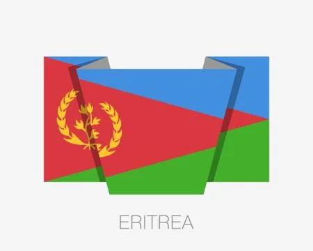 Flag of Eritrea. Flat Icon Waving Flag with Country Name on White Stock Illustration
