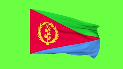 Flag of Eritrea on a green screen. 3D animation. Stock Footage 252587392