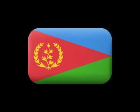 Flag of Eritrea. Matted Vector Icon and Button. Rectangular Shape with Rounde Stock Illustration