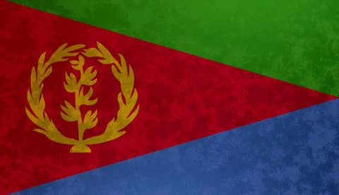 Flag of Eritrea on old grunge wall in background 3D Render Illustrazione stock