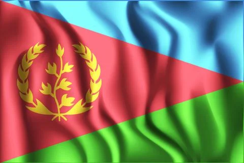 Flag of Eritrea. Rectangular Icon. Waving Effect. Vector Stock Illustration