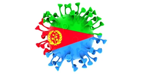 Flag of Eritrea on Seamless looping 3D animation of the covid-19 Corona Virus Stock Footage 166462030