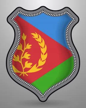 Flag of Eritrea. Vector Badge and Icon. Horizontal Orientation Version Stock Illustration