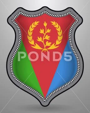 Flag of Eritrea. Vector Badge and Icon. Vertical Orientation Version Stock Illustration