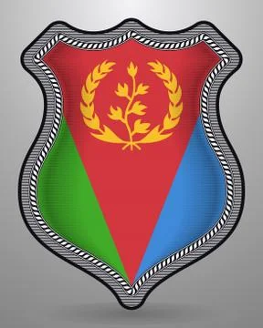 Flag of Eritrea. Vector Badge and Icon. Vertical Orientation Version Stock Illustration