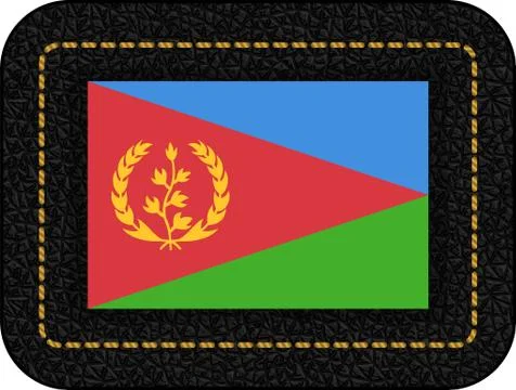 Flag of Eritrea. Vector Icon on Black Leather Backdrop. Ratio 2:3 Stock Illustration