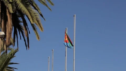 Flag of Eritrea. Waving Stock Footage 92187796