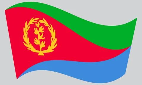 Flag of Eritrea waving on gray background Stock Illustration